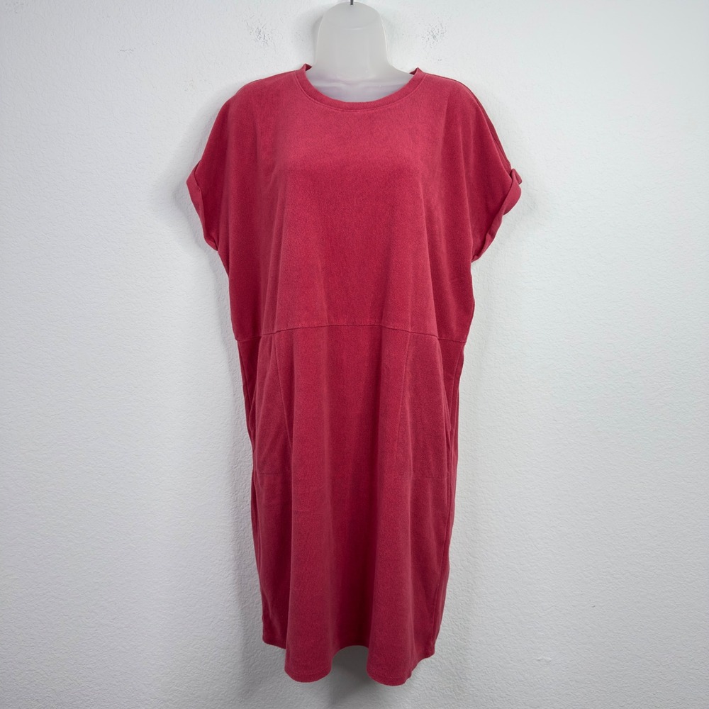 J.Jill Dress Womens‎ L Burgundy Knit Terrycloth Casual Relaxed Minimalist Lagum